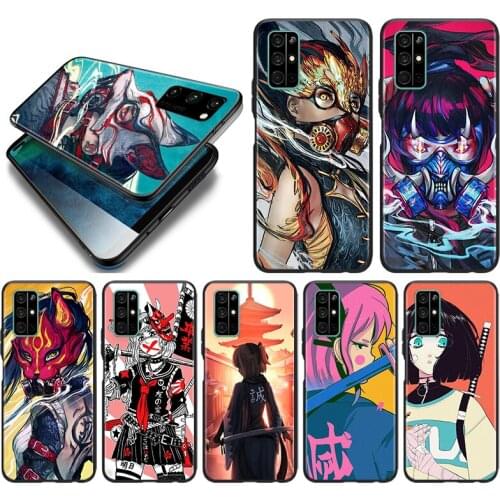 Silicone Cover Anime girl samurai For Honor 9 9S 9A 9C 9X 9N 9i V9 10 10i 10X X10 Lite Pro Shockproof Phone Case
