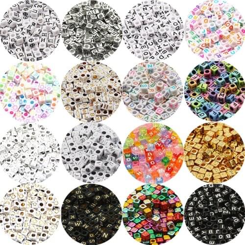 Mixed 6mm Square Loose Spacer Beads Acrylic Letter Beads For Jewelry Making Diy Charm Necklace Bracelet Accessory