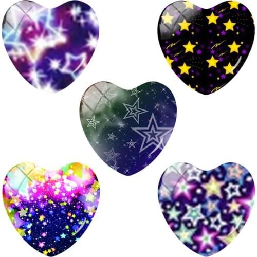 TAFREE Shinning Stars DotsLights 25mm Heart shaped DIY Glass Cabochon Demo Flat Back Making Keychain Findings WJX1