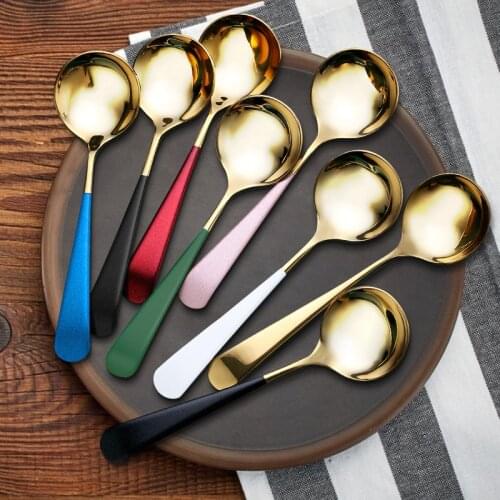 Stainless Steel New Spoons Dinnerware Titanium Tableware Soup Spoon Thicken Children Dessert Cutlery Dropshipping Kitchen