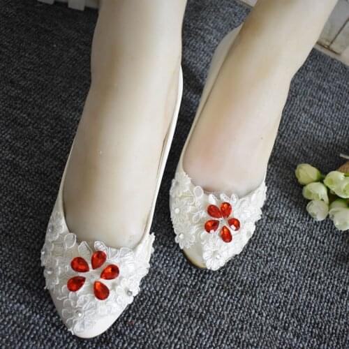 Lace middle heel wedding pumps shoes woman handmade Shinny red crystal rhinestone NQ144 ladies bridesmaid shoe heel 5cm