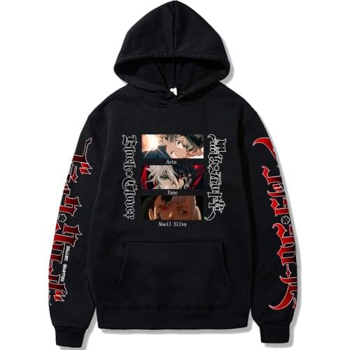 Harajuku Anime Black Clover Manga Sweatshirts Unisex Long Sleeve Couplewear Noell Silva And Ynuo/asta Eyes Print Casual Hoodies