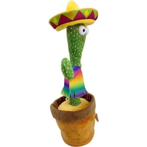Dancing Cactus Electronic Cactus Toy, Electronic Vibration Dancing Cactus, Singing And Swinging Straw Hat Potted Plant