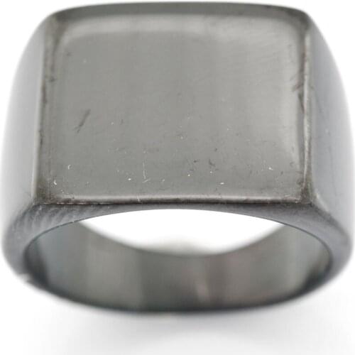FANSSTEEL Stainless Steel Jewelry Engravable Plain Square Signet Ring FSR05W24B