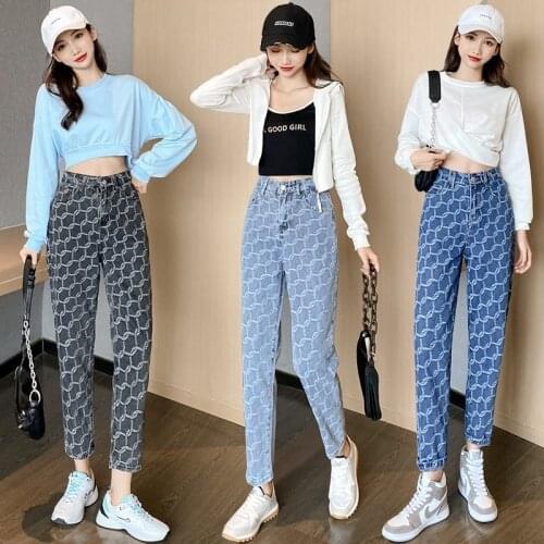 Grey Harem Jeans Woman High Waist Loose Pantalones Vaqueros Mujer Plus Size Korean Denim Pants