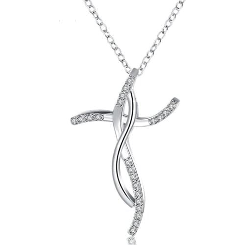 New 925 Sterling Silver Necklace Cross Pendant Necklace Womens & Mens Necklace Religion Jewelry Gift