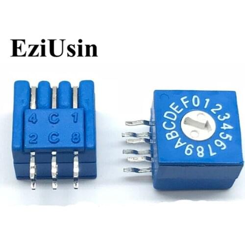 0-F 16 Rotary Coding Knob Switch DIP Switch 6pins 8421C 0mm Shank 3:3 PCB Vertical Switching Side Adjustment