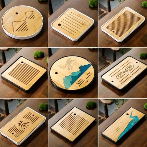 1Pcs Bamboo Tea Tray Kungfu Tea Serving tray Chinese Tea Ceremony High Quality Tea Table Accessories Dry Bubble Plate Portable