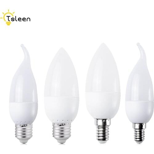 10pcs Bulb Light LED Bulb SMD Candle White 3W Base Lamp Warm Candle for Energy Saving Lamp Lights Chandelier E14 E27 Home Deco
