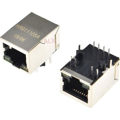 2PCS 911105A RJ45 Network Ethernet FEMALE SOCKET with light RIGHT ANGLE female jack connector