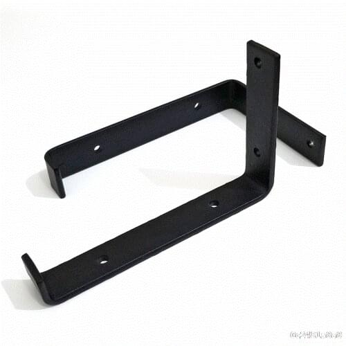 Matel Black Furniture Supports Brackets U-shaped Iron Wall Mount Shelf Brackets 15/20/25cm 2pcs