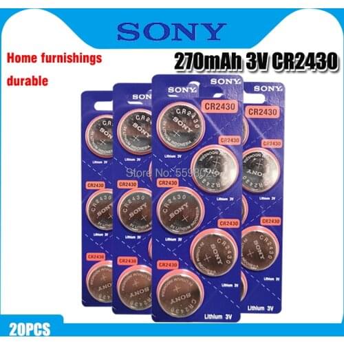 20pcs Original Sony CR2430 CR 2430 Button Coin Batteries DL2430 BR2430 KL2430 3V Lithium Battery For Watch Toy hearing aids