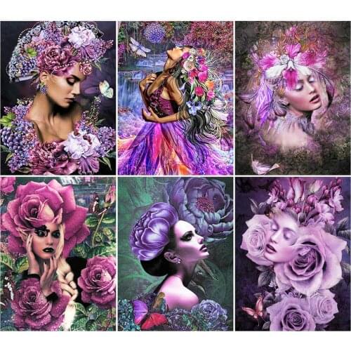 5D DIY Diamond Painting Woman New Product Diamond Embroidery Flower Mosaic Art Canvas Cross Stitch Portrait Wall Decoration