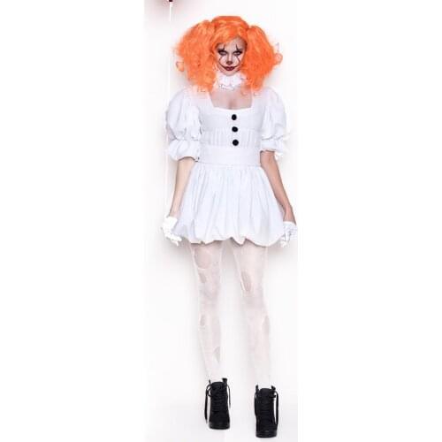 White Stephen Kings It Cosplay Costume Adult Pennywise Costume women Sexy Clown Costume for halloween Outfit Suit