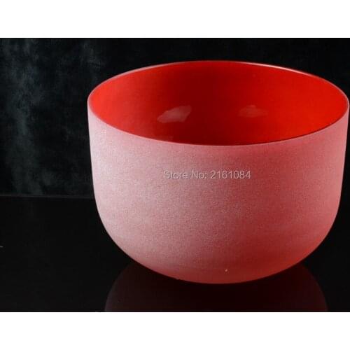 9" C# Root Chakra Red Colored Frosted Quartz Crystal Singing Bowl with free suede and o-ring