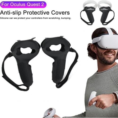 3 in 1 Grip Covers+Caps+Knuckle Straps Anti-slip Adjustable Handle Cover Hand Gamepad Kit for O-culus Quest 2 VR Controller