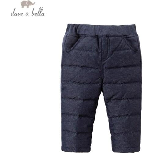 DB15601 dave bella winter baby boys down pants baby fashion striped pockets padded trousers children high quality down trousers