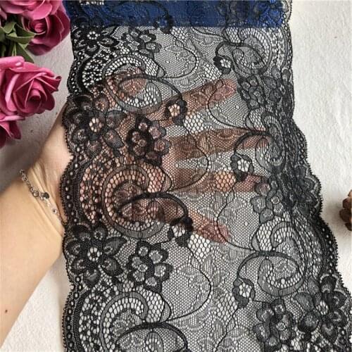 E1020-2 Tissu Brodé En Coton Noir De Large Ruban Elégant En Dentelle De Coton Noir Garniture Col Couture Gland21CM