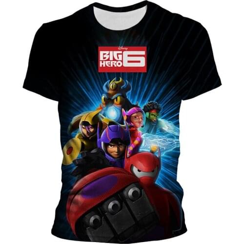 Big Hero 6 Graphic T Shirts For Women Summer Cartoon Anime Clothes Children Disney 3D Print Men Oversize T-shirt