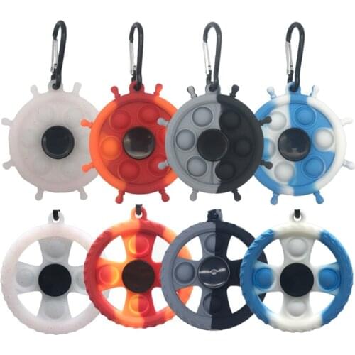 Finger hand spinner fidget toy pops bubble its simple dimple toy anti stress relief anxiety sensory glow in the dark keychain