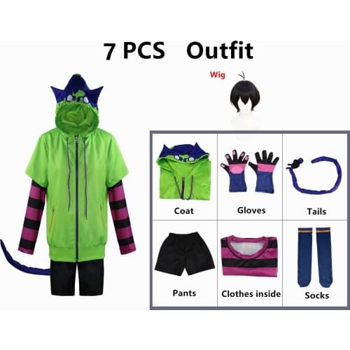 SK8 the Infinity Anime Miya Chinen Cosplay Hooded Zipper Costume Short Wig Hoodie Jacket Tail Gloves Party Outfits SK Eight Suit