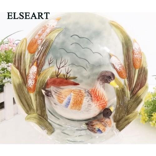 Creative ceramic duck plates wall dish decorative porcelain art and craft for home decoration