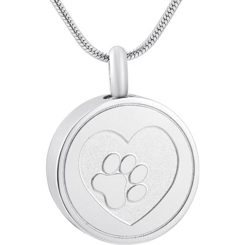 Round carved dog claw Cremation Jewelry for Ashes Stainless Steel Pendant Locket Keepsake Memorial Urn Necklace for Unisex