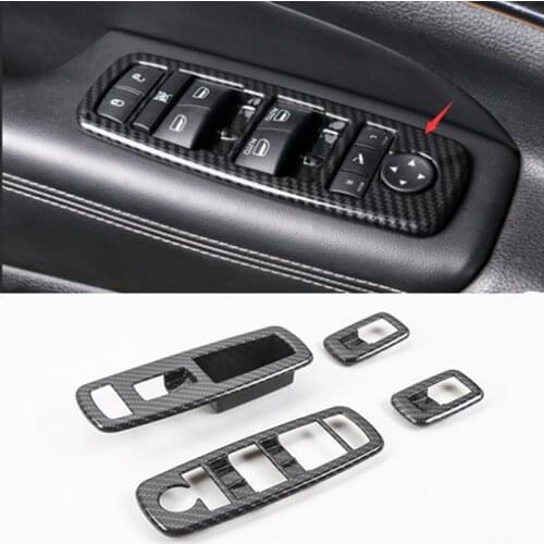 Window Switch Panel Cover Trim ABS Chrome/ Carbon Fiber Trim Covers For Jeep Grand Cherokee 2010-2018 Car Styling Accessories