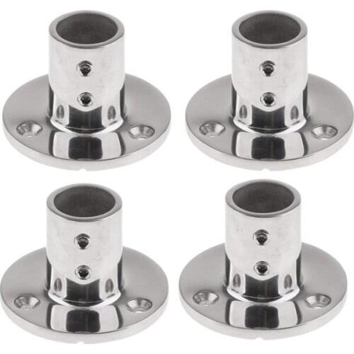 Lots Of 4 Hand Rail Fittings 90 Degree 1" Pipe Round Base Stainless Steel Boat