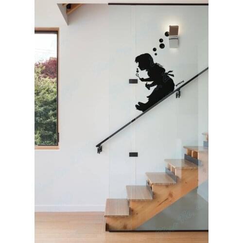 Bubble Little Girl Slide Banksy Style Girl Room Bedroom Living Room Decor Home Decal Removable Vinyl Art Wall Sticker B153