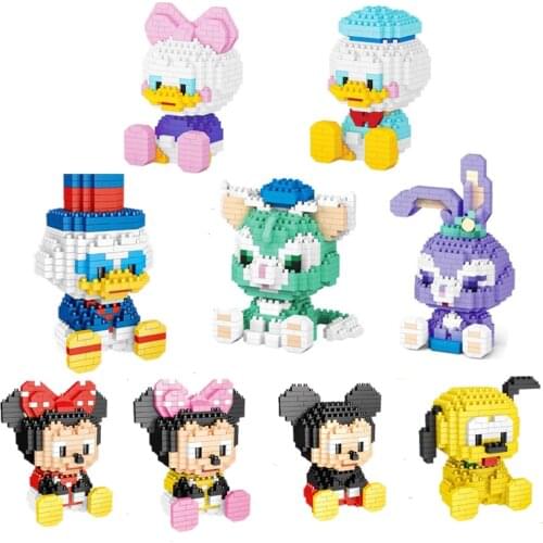 Disney Mickey Minnie Cartoon Miniature Building Blocks Diy 3D Model Assembling Childrens Toys Creative Educational Toys Boxed