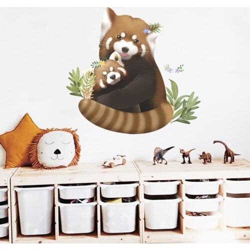 Cartoon Raccoon Wall Stickers for Kids Rooms Baby Room Bedroom Decor Mural Home Decoration Living Room Art Wallpaper
