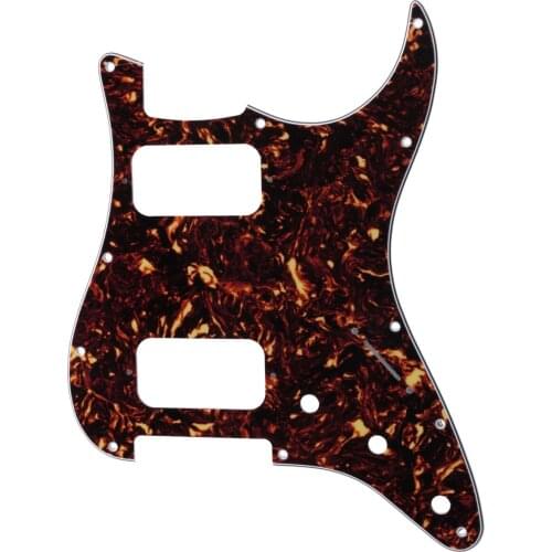 Musiclily Pro 11 Holes Round Corner HH Strat Pickguard for American/Mexican Fender Standard Stratocaster, 4Ply Tortoise Shell