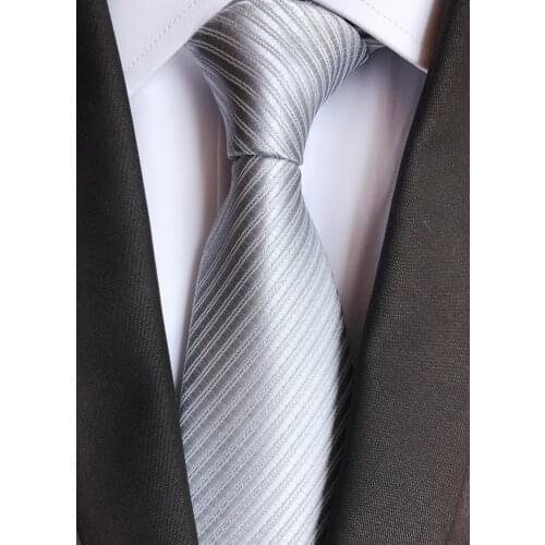 8cm Man Classic Striped Ties Silver Neck Wear Accessories