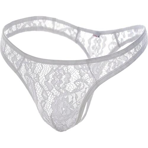 Mens Sexy Lace Underwear Briefs Men Low Rise U convex Pouch Brief Underwear Men Stretch Breathable Briefs