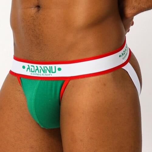 2020 ADANNU Brand 5colors Mens Sexy Thongs Briefs Double D G-string Thong Men Tanga Male Jockstraps Gay Men Solid Underwear