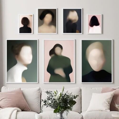Hazy Girls Silhouette Shapes Wall Art Canvas Painting Nordic Posters And Prints Abstract Wall Pictures For Living Room Decor