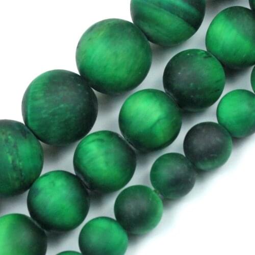 Natural Stone Dull Polished Matte Green Tiger Eye Round Loose Spacer Beads For Jewelry DIY Making Bracelet 4 6 8 10 12mm