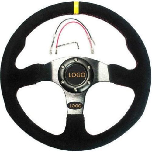 New 14Inch 350mm Suede Black Universal Steering Wheel