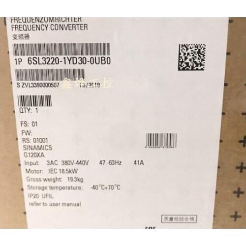 Brand new original 6SL3220-1YD30-0UB0 G120XA fan water pump inverter 18.5kW 380-440V spot