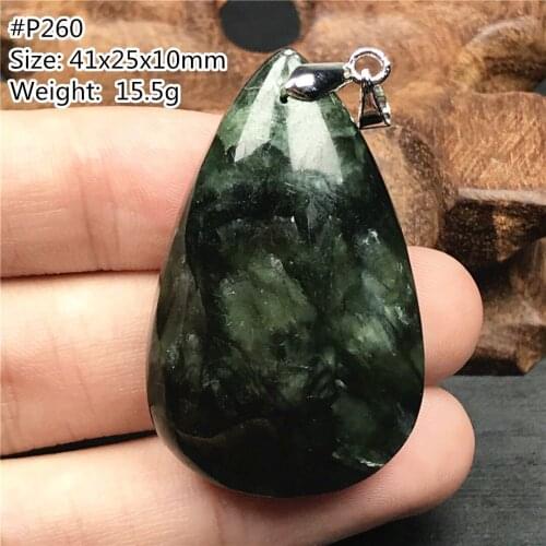 Necklace Pendant Natural Green Seraphinite Stone Jewelry For Women Lady Men Lucky Crystal 41x25x10mm Beads Silver Gemstone AAAAA