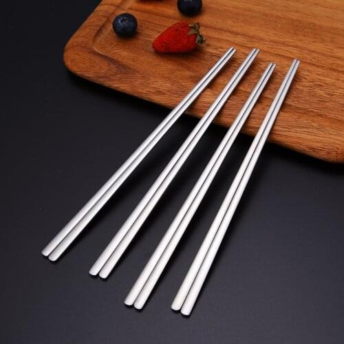 1 Pair Stainless Steel Solid Flat Adult Chopsticks Sushi Chop Sticks Portable Dinnerware Korean Tableware