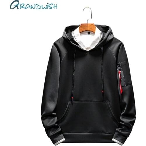 Grandwish Casual Men Hoodie Black Streetwear Sport Hooded Pullovers for Man Hip Pop Sweatshirt Long Sleeve Male Hoodies,ZA196