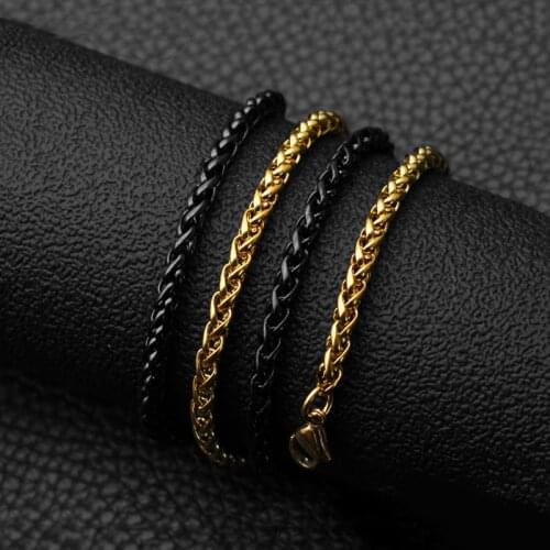 Simple 3mm 4mm 5mm Circle Stainless Steel Keel Rope Link Chain Necklaces for Male Woman Jewelry Solid Gold Black Tone Gifts 60cm