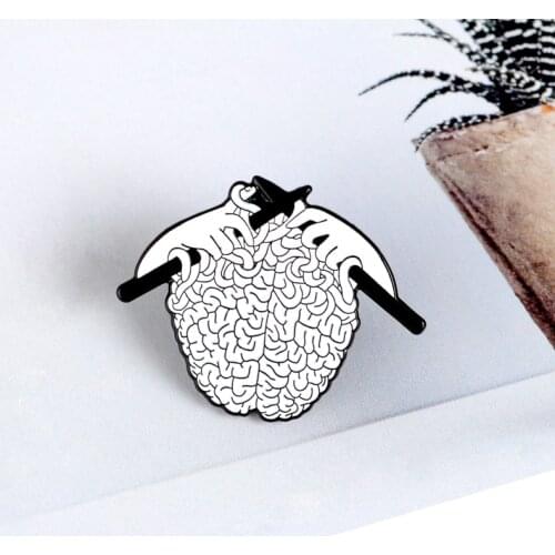 Simple Gothic Elegant Pins Knitting Wool Weaves The Shape Of The Brain Physiological Organs Gifts For Doctor Medical Workers