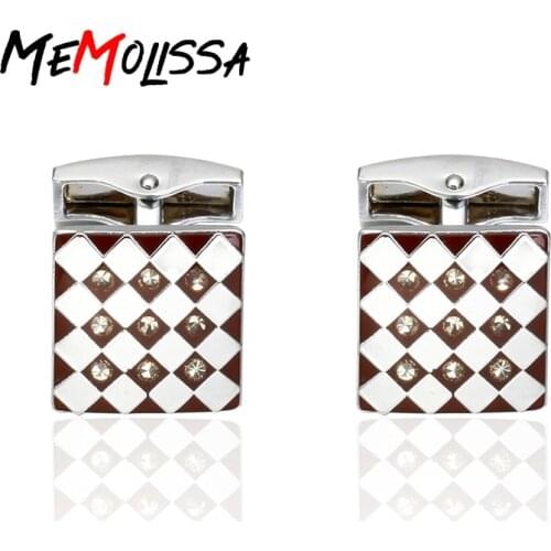 MeMolissa Luxury Crystal Square shirt Wedding cufflinks for mens gift Brand cuff button cuff link gemelos abotoadura Jewelry