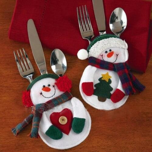 Santa Snowman Kitchen Cutlery Silverware Holder Knife And Fork Bags 200pcs=100pairs