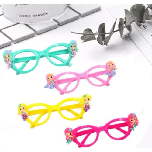 DIY Summer little Mermaid Glasses Frame Kids Girl Birthday Party Decorations Swimming Pool Beach Party Supplies Assemble Glasses