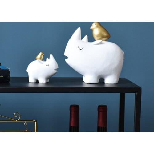 Nordic dream bird rhinoceros statue resin home model room craft animal decoration window display handicraft display
