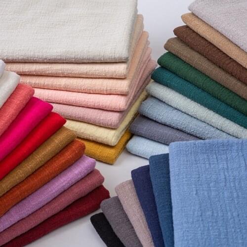 Slub Cotton Summer Thin Style Cotton Linen Fabric Solid Color Ethnic Style Plain Color Clothing Folds Linen Crepe Sewing Fabric